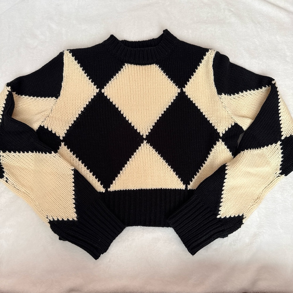 Motel Rocks Crop Argyle Sweater